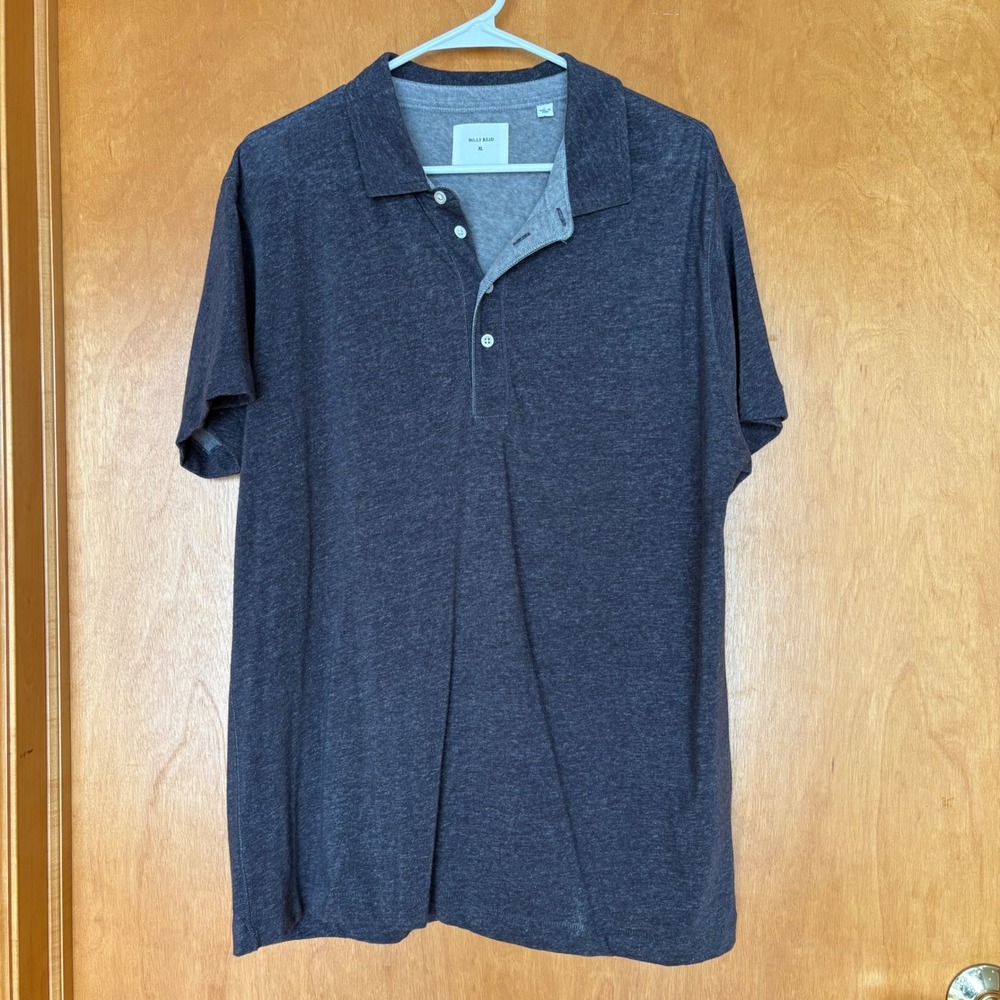Billy Reid Mens XL Polo Shirt Short‎ Sleeve Charcoal Gray Heather 100% Cotton